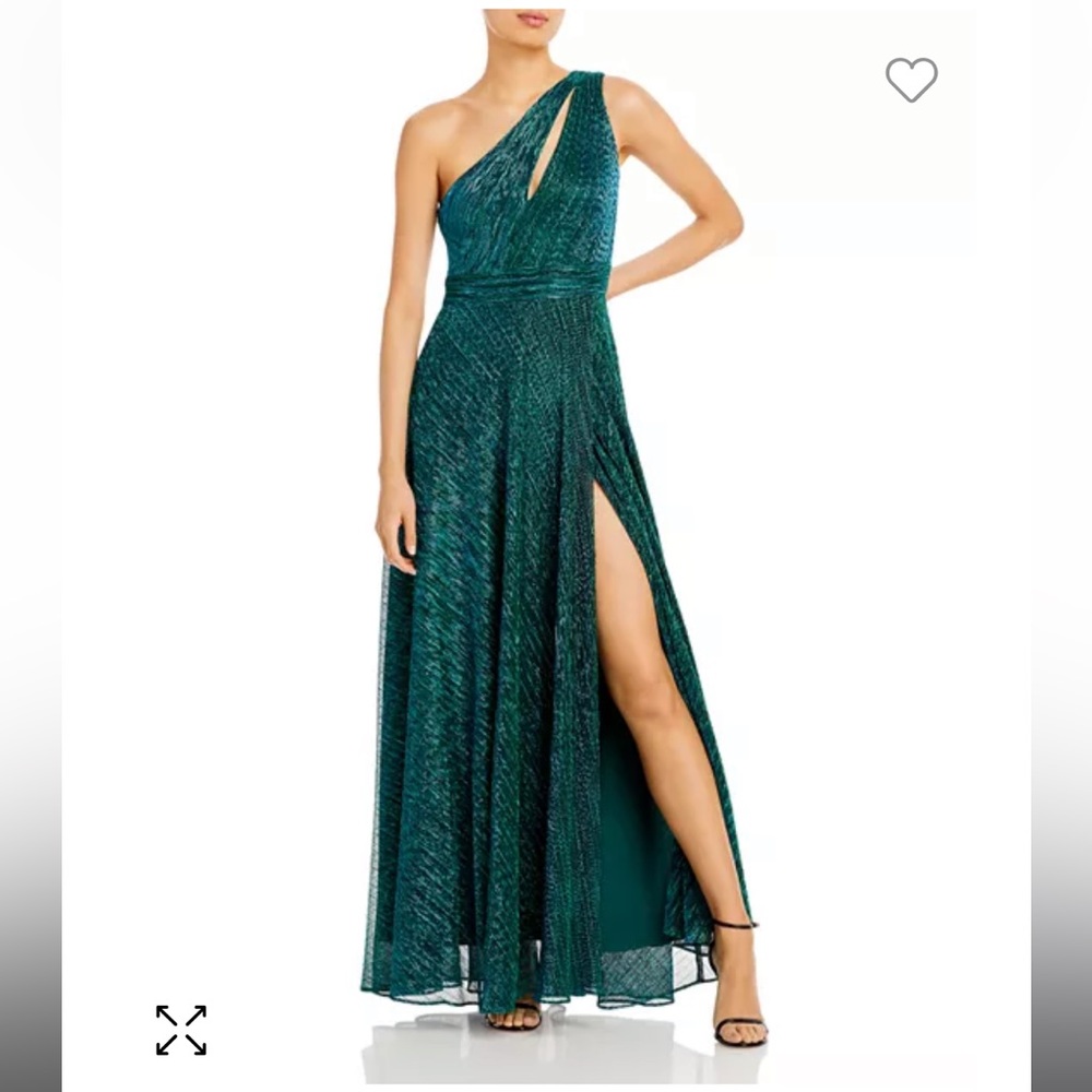 Aqua one shoulder metallic dress
